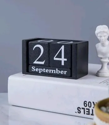 £5.99 • Buy Wooden Shabby Chic Design Perpetual Calendar Rotating Blocks Date Month Day Desk