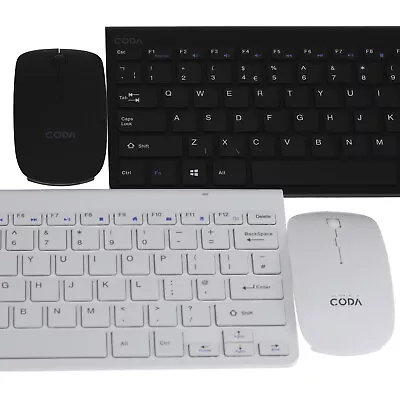 CODA 2.4GHz Wireless Mouse & Keyboard Compact Android PC Laptop Mac White/Black • £15.85