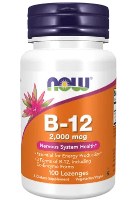 Now Foods B-12 2000mcg 100 Lozenges - Energy & Nervous System Support • $11.95