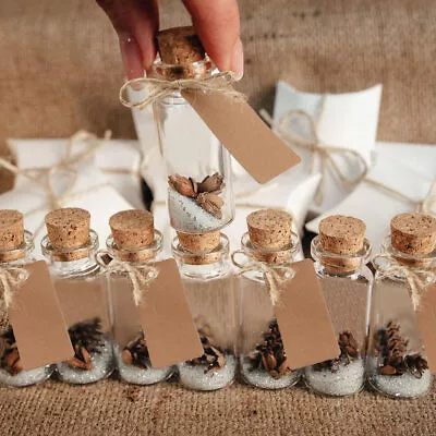 £9.99 • Buy Mini Clear Glass Bottles W/Cork Stoppers Tiny Empty Jars Vials 12/24/48X25ml