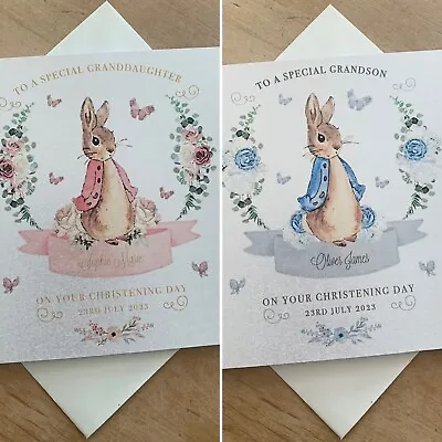 PERSONALISED PETER RABBIT - FLOPSY Christening Card - Christening Day - Baptism • £3.65