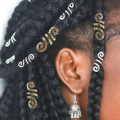 Golden Silver Viking Spiral Charms Hair Braid Dread Dreadlock Beads Clips Cuffs • $11.28