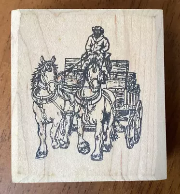 Sutter Stamping Stagecoach Cowboy Wagon Horse Wood Mounted Rubber Stamp F-1540 • $19.95
