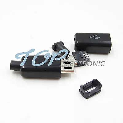 20PCS DIY Micro USB Male Plug Connectors Kit W/ Covers Black • $3.93