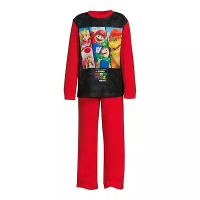 Boys Mario Bros Red Long Sleeve Top Pants 2pc Pajama Set MANY SIZES NEW • $12.55