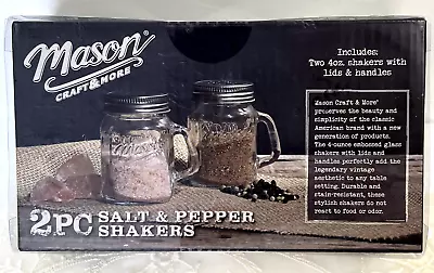 Mason Craft & More - Mason Jar Salt And Pepper Shakers - Clear - New In Box • $15.95