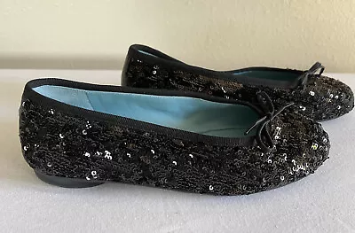 $64.99 • Buy THIERRY RABOTIN BLACK SEQUIN LEATHER BALLET FLATS Sz 37