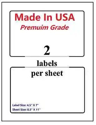 $54.99 • Buy 1000 Premium Shipping Blank Labels-7  X 4.5 -Made In USA-Self Adhesive-8.5 X 11