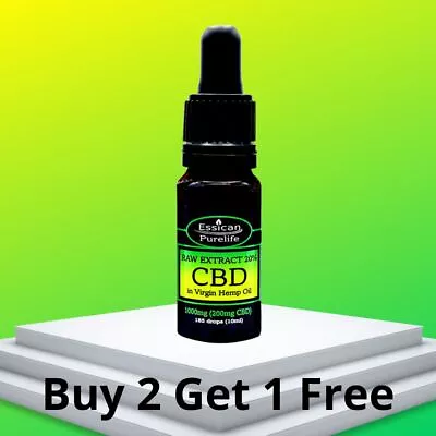 CBD OIL DROPS RAW 500mg To 5000mg (100mg To 1000mg CBD) Full Spectrum Hemp 10ml • £9.95