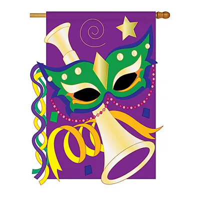 $33.95 • Buy Mardi Gras - Applique Decorative House Flag - H118001-P2
