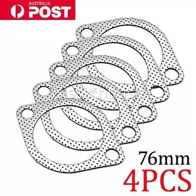 New 4pcs 3  76mm Exhaust Gasket - 107mm Bolt Spacing 3 Inch Flange Au • $11.95