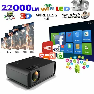 $165.29 • Buy Smart 1080P HD Android WiFi 3D Mini Video Projector Home Theatre Cinema HDMI