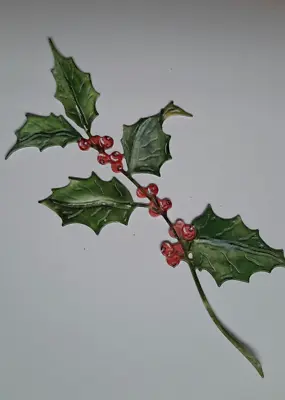 £1.80 • Buy Christmas Green Holly Sprigs  With Berries Die Cuts X 6 250 Gsm Card Making