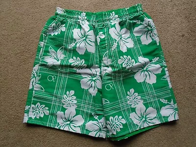 Mens Swimming Shorts/Size: L/Ocean Pacific/Green With White Floral Pattern/Used. • £3