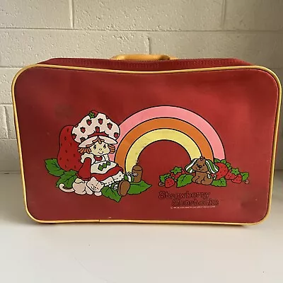 1980 Strawberry Shortcake Vintage Child Suitcase Red Canvas & Lock Made Taiwan • $29.89