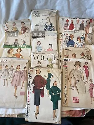 Vintage 1960s-1970s Butterick Simplicity Vogue Sewing Patterns Lot Of 12 • $9.99