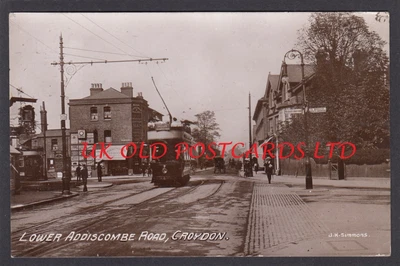 £9.99 • Buy London Suburbs - CROYDON, Tram In Lower Addiscombe Rd, Real Photo,1912