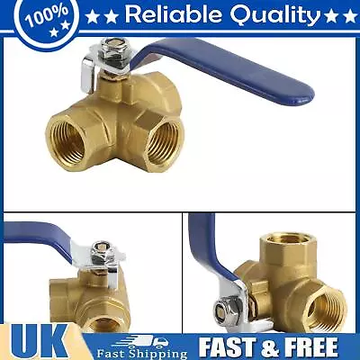 1/2  3 Way Ball Valve Three T Port NPT Brass Female For Water Oil And Gas A1 • £17.98