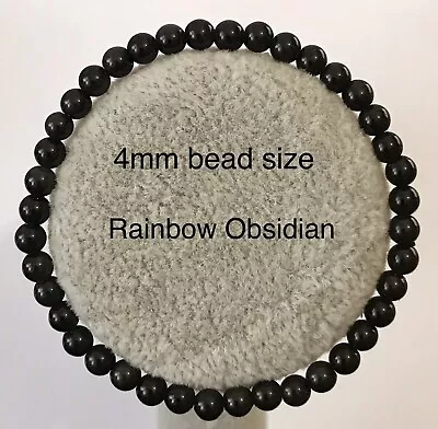 Rainbow Obsidian Beaded Stretchy Bracelet Made Using 4mm Plain Beads • £4.75