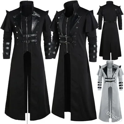 Medieval Renaissance Mens Gothic Windbreaker Knight Trench Coat Jacket Costume • $41.79