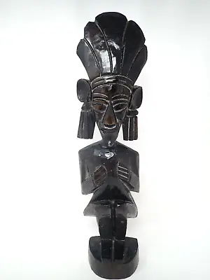 Mayan Figure Headdress Formal Chest Brace Wood Large Hand Carved Dark Vintage • $49.95