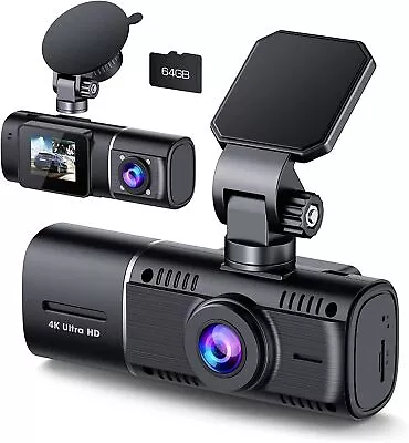 $118.99 • Buy TOGUARD 4K 1080P Dual Dash Cam Front And Inside Mini Car Camera With 64GB Card