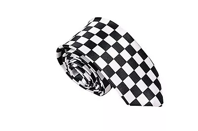 Black White Checkered NECK TIE Polyester Slim Unisex Necktie USA Checker Board • $5.96