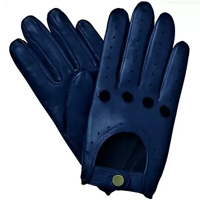 New Men's Chauffeur Real Leather Driving Gloves - Navy- • $18