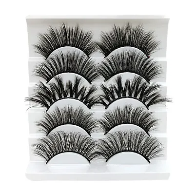 UzziLashes 5Pairs5D Mink Fake Eyelashes Long Wispy Fluffy False FauxEyeLashes UK • £2.95