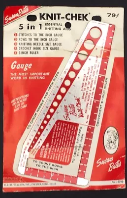 Susan Bates Knit-Chek Needle Gauge Ruler 14099 VTG USA • $7.99