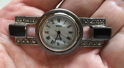 Steampunk Gothic Watch Pin BOMA Sterling Marcasite MOP Vintage Decorative 2  • $50