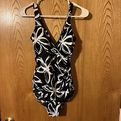 Miraclesuit One Piece US  10 Euro 40 Black White Floral Padded Bra Two Straps • $28