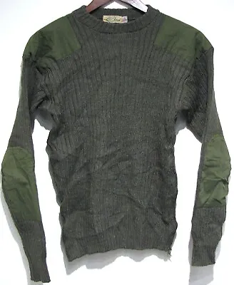 Vtg LL Bean GREEN WOOL COMMANDO Sweater Sz 38 Merino 1960s England Army Military • $15.40