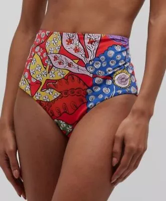 $195 Mara Hoffman Women's Red Lydia High-Waist Bikini Bottom Swimwear Size M • $62.78