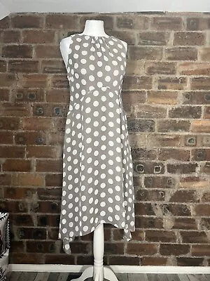 Wallis Taupe/white Polka Dot Sleeveless Dress Size 10 Nwt • £17.95