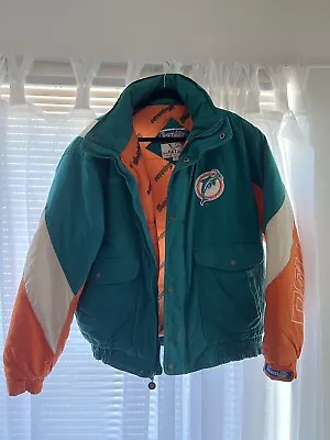 VINTAGE Miami Dolphins Jacket Mens XL Triple FAT Goose NFL • $119.99