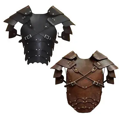 Knight Costume Viking Chest Shoulder Armor Metal Rivets PU Leather Samurai Armor • $51.48