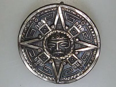 Vintage Hecho En Mexico Sterling Silver Aztec/mayan Calender Pin! • $38.95