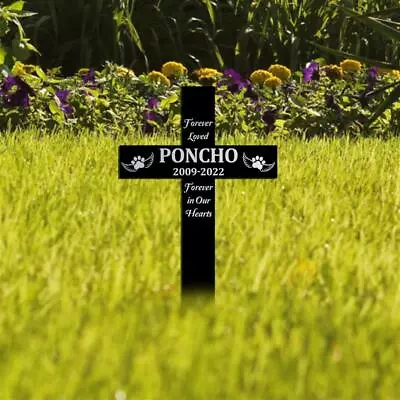 Pet Memorial Acrylic Plaque Stake Memorial Grave Marker Cross Dog Sympathy Gift • $26.65