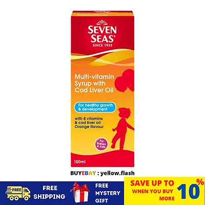$34.40 • Buy Seven Seas Multivitamin Syrup With Cod Liver Oil 100ml Orange Flavor For Kids