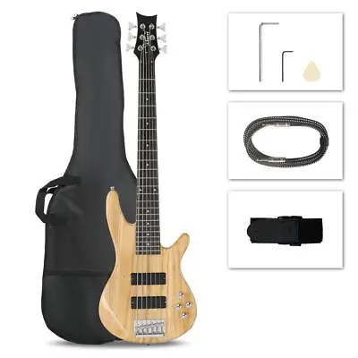 Glarry Full Size GIB 6 String H-H Pickup Electric Bass Guitar For Beginner & Bag • $88.99