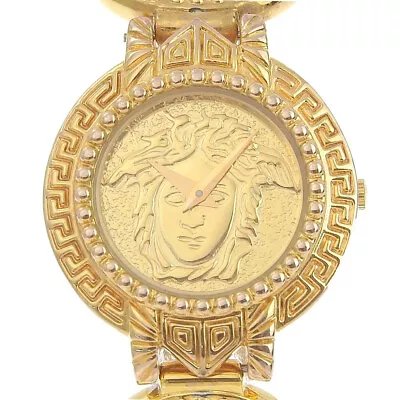 VERSACE Medusa Watches 7008012 Coin Watch Gold GoldDial Plated Gold Quartz... • $847