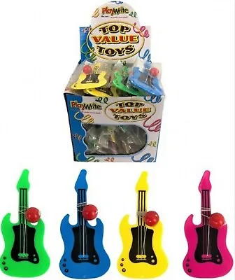 4 X Mini Guitar Paddle Biff Bats Party Bag Stocking Fillers Green/Yellow Only • $3.47