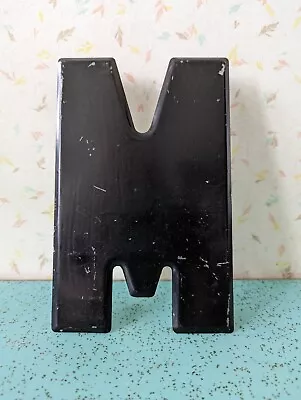 Vintage Metal 7.5  Tall Marquee Letter M Black Paint  • $19.79