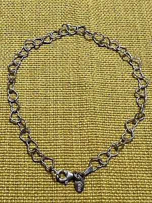 Vintage “Celine” 925 Sterling Silver Connected Heart Chain Anklet Size 9” • $36