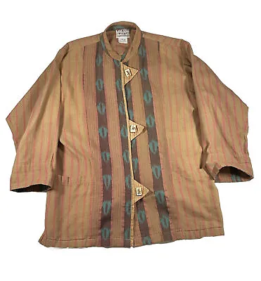 Vtg Veranda Wear Striped Aztec Shirt S Fits L Womens Handmade Guatemala Art • $59.99