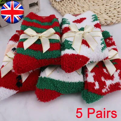 £5.99 • Buy 5 Pairs Women Christmas Soft Fluffy Socks Warm Winter Cosy Lounge Bed Socks UK