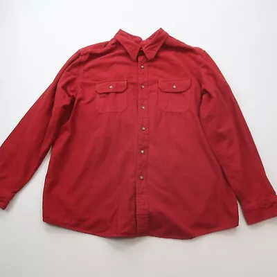 Eddie Bauer Mens Flannel Shirt Size 2XL XXL Red Soft Heavyweight Button Up • $19.99