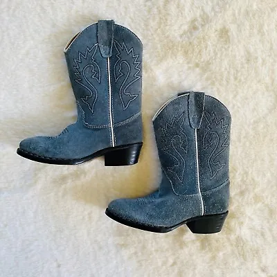 Cimarron Grey Suede Leather Cowboy Boots Kid Size 10 Unisex • $17