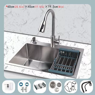 Single Bowl Undermount 304 Stainless Steel Kitchen Sink With Faucet Kit 23.5` • $99.99